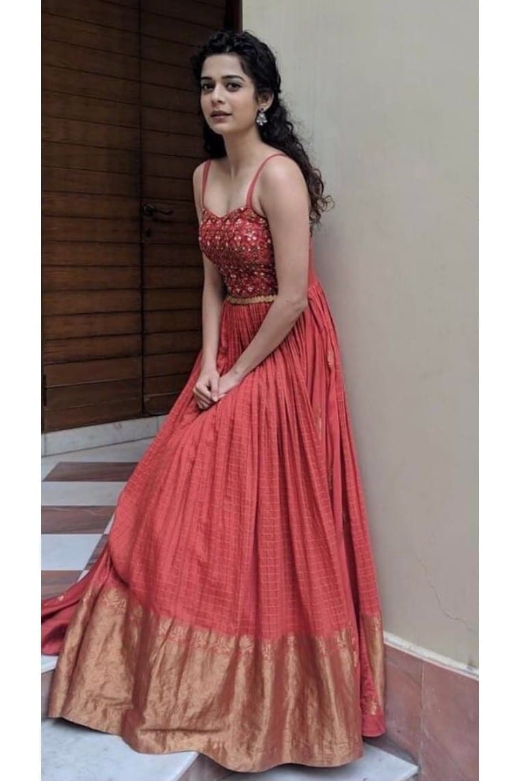 Red Embroidered Gown