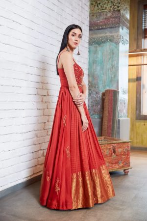 Red georgette partywear anarkali suit | Girl red dress, Stylish dresses for  girls, Simple pakistani dresses