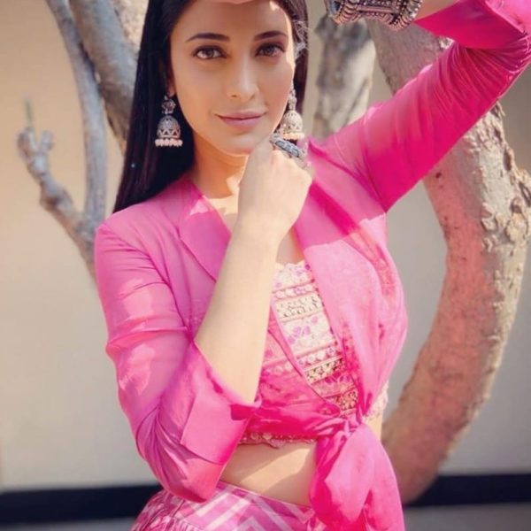 Pink Lehenga with a Knotted Shirt & Bustier