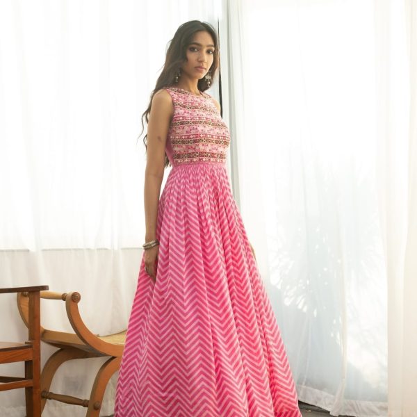 Pink Chevron Maxi Dress