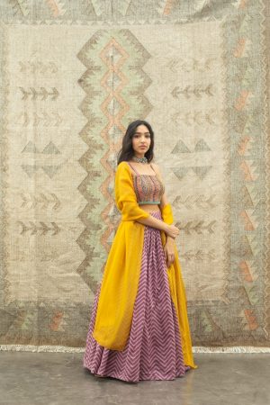 Yellow and Purple Color Wedding Collection Designer Lehenga Choli :: ANOKHI  FASHION