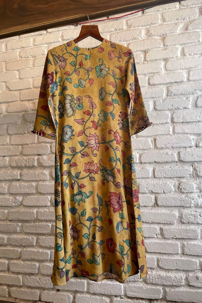 Mustard Kalamkari Print Coord Set With Belt