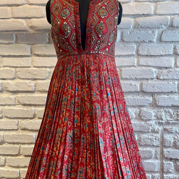 Red Navras Silk Gown