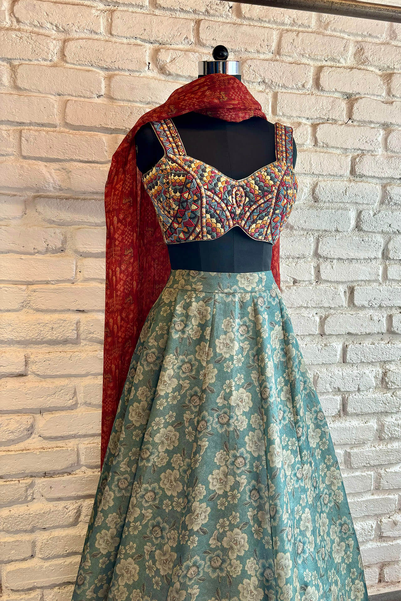 Buy Heavily Embroidered And Shinny Glass Tissue Lehenga Choli With Dupatta  by BYB PREMIUM at Ogaan Online Shopping Site