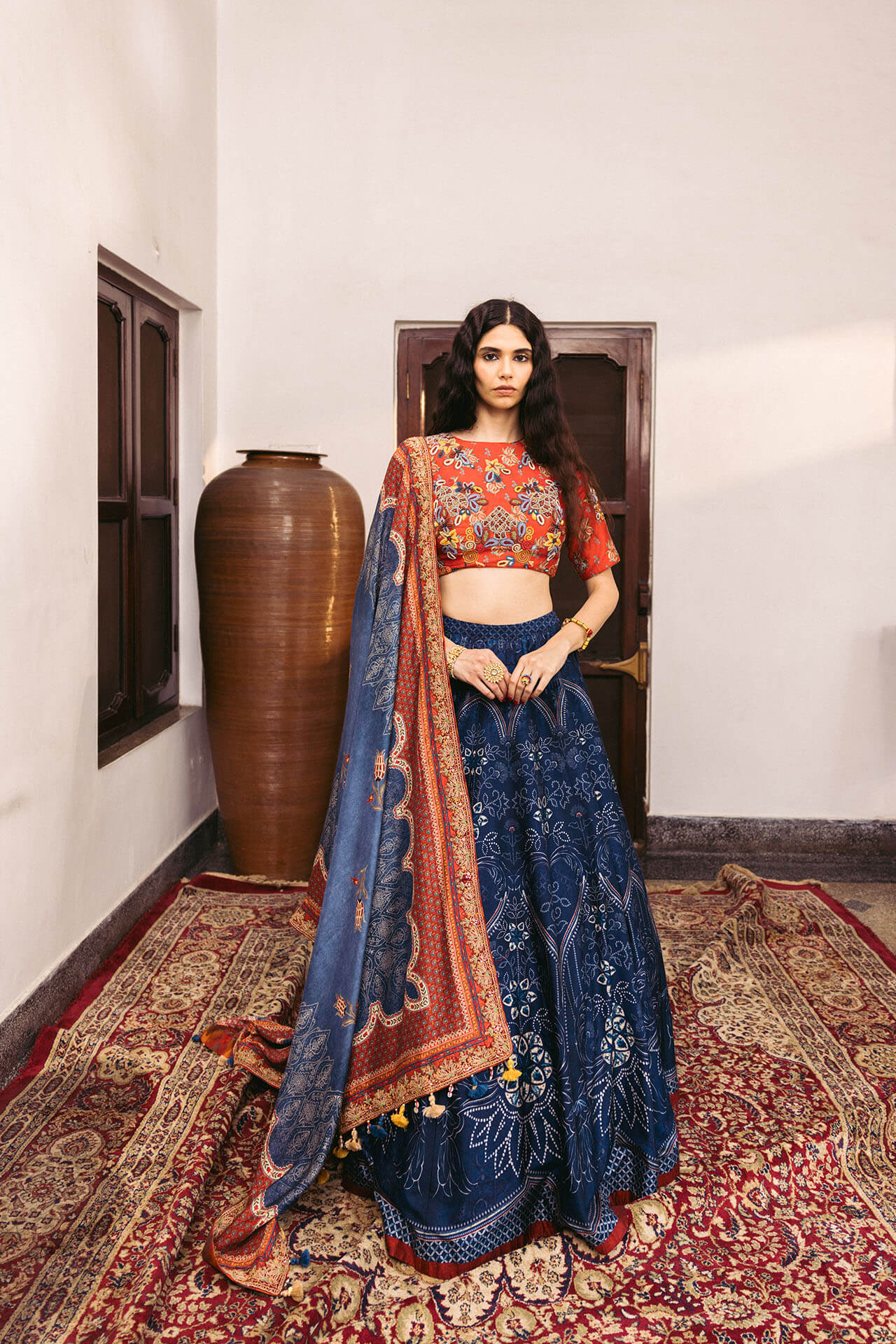 Sitara Red & Blue Lehenga set