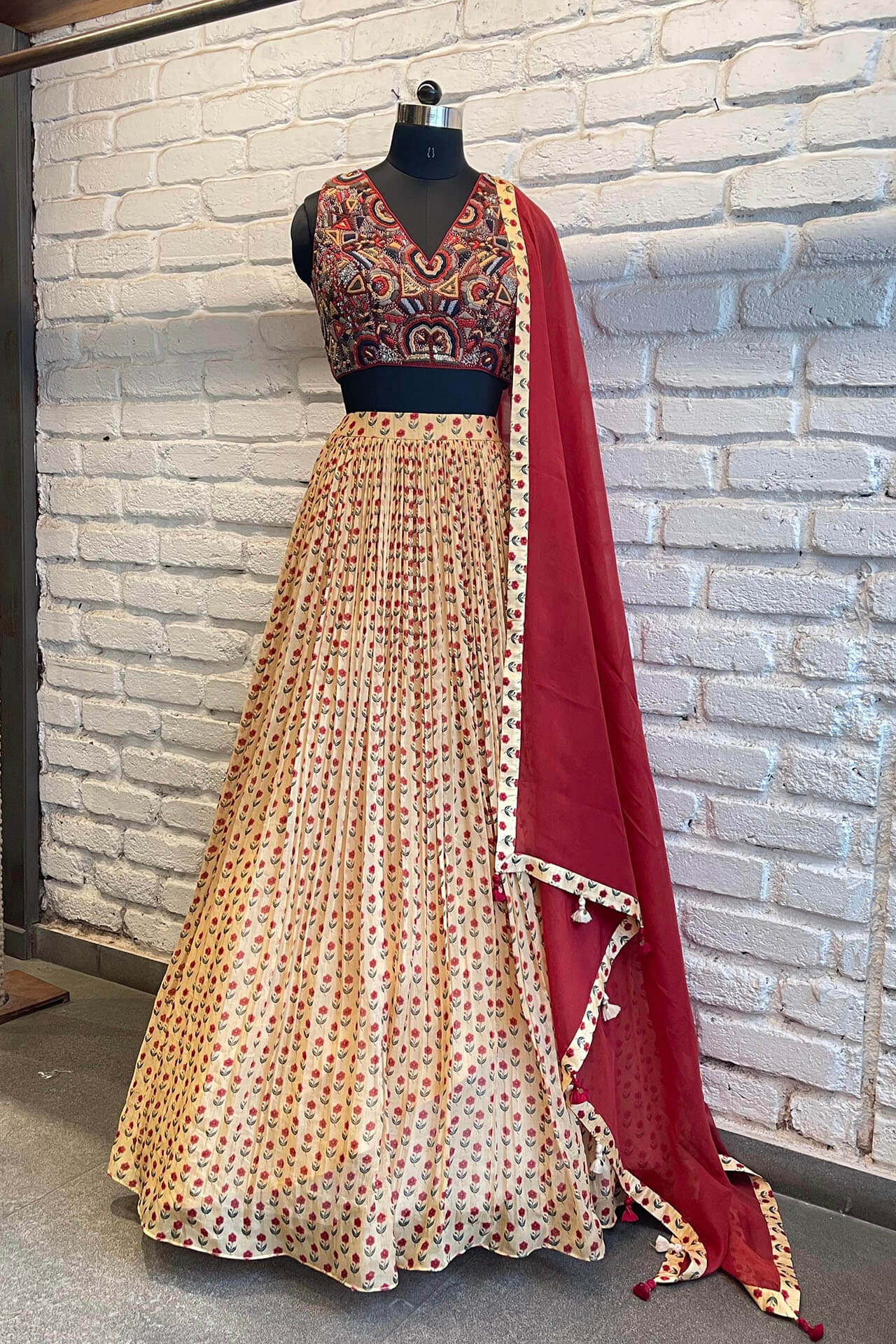 Rust and Beige Lehenga Set
