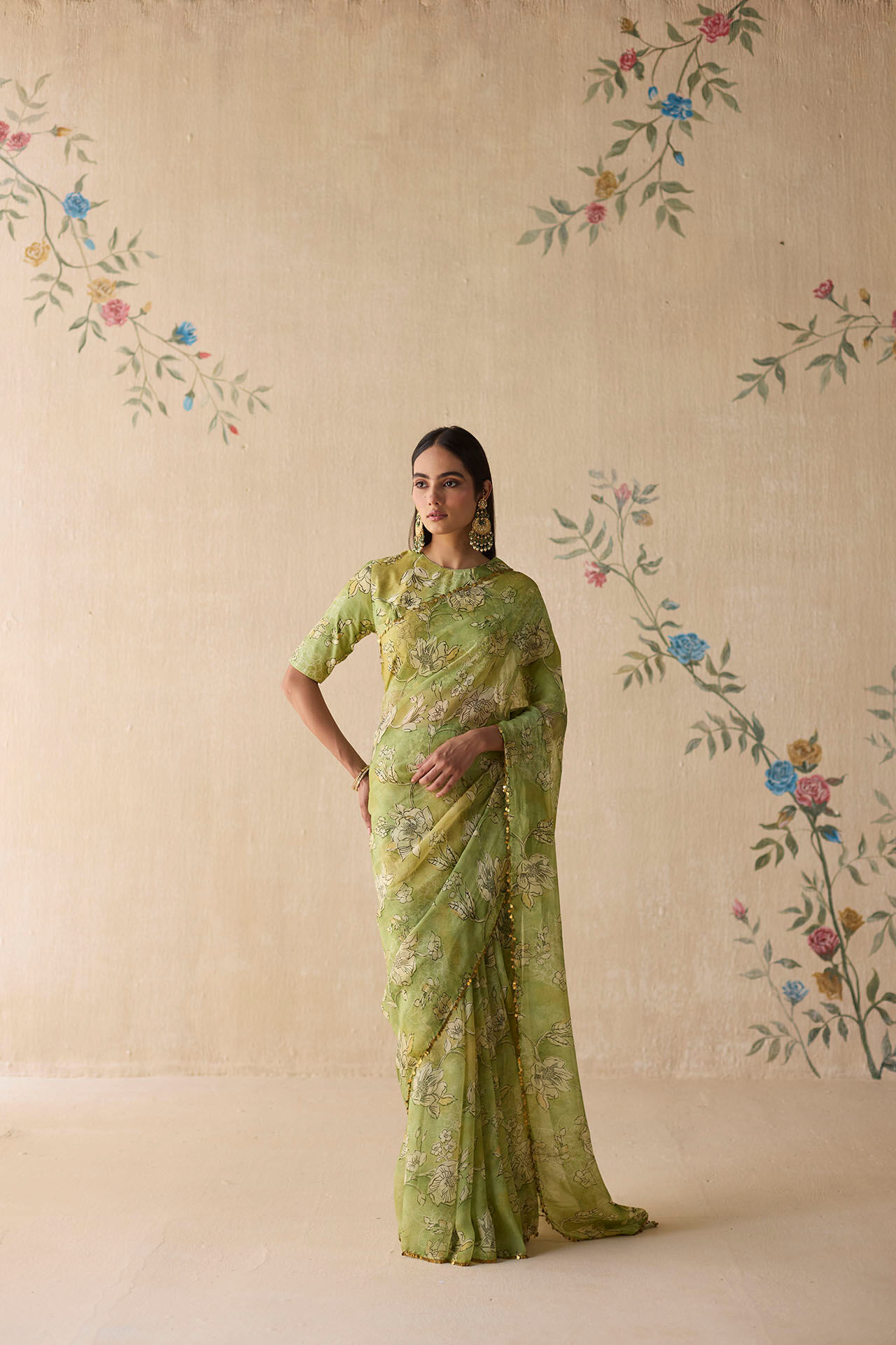 Green Floral Saree