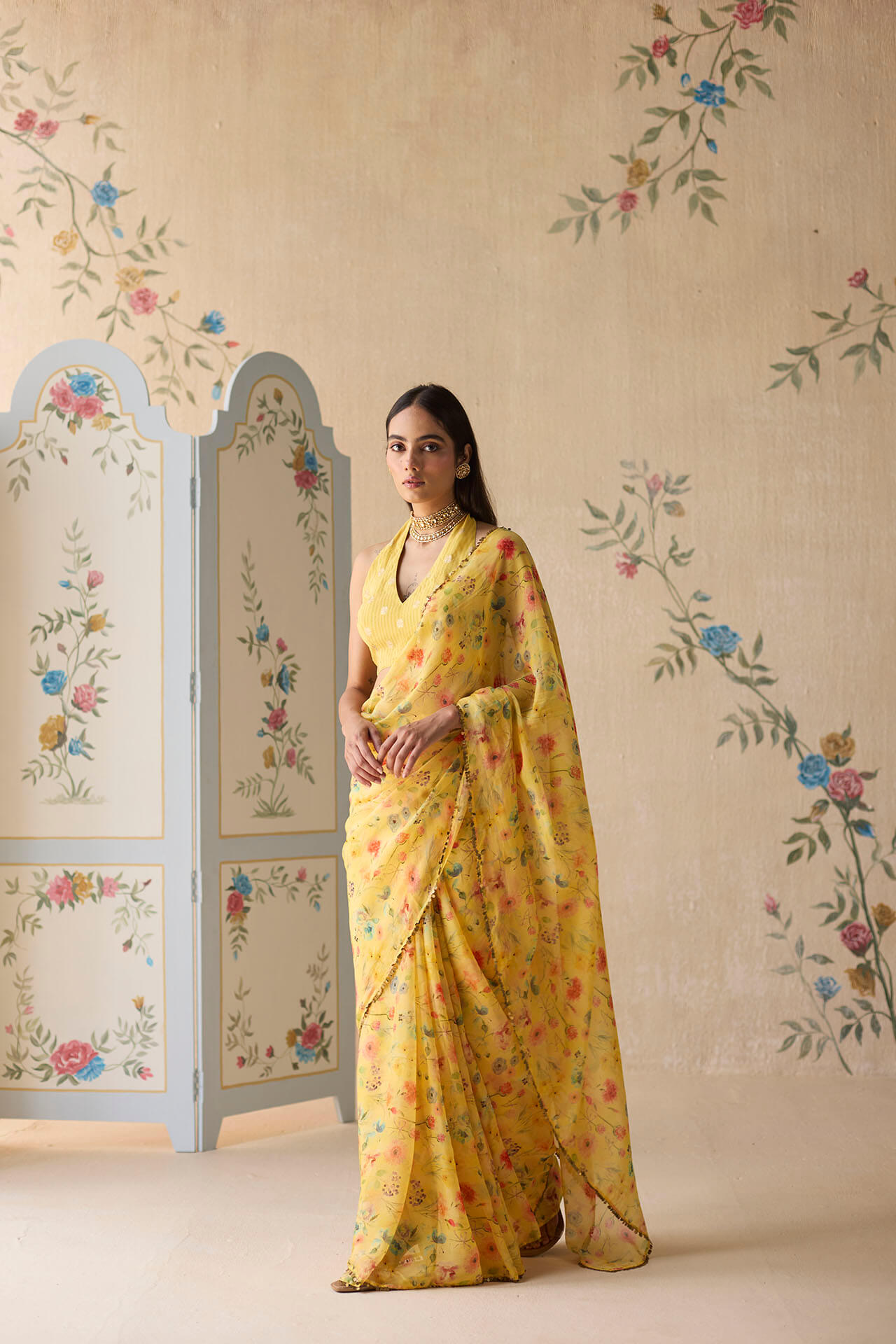 Yellow Floral Saree