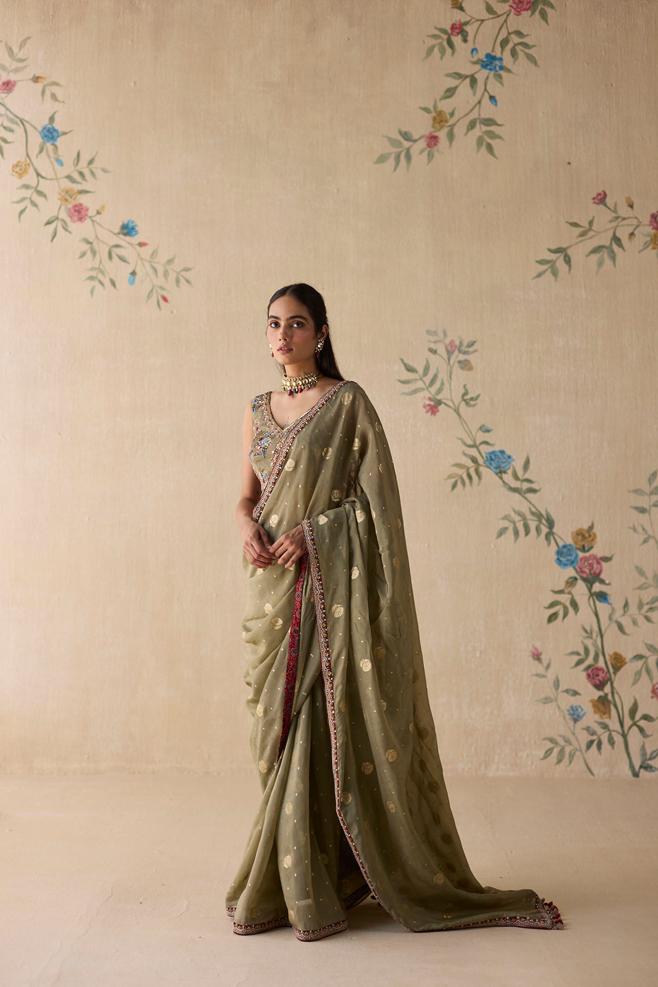 Grey Organza saree