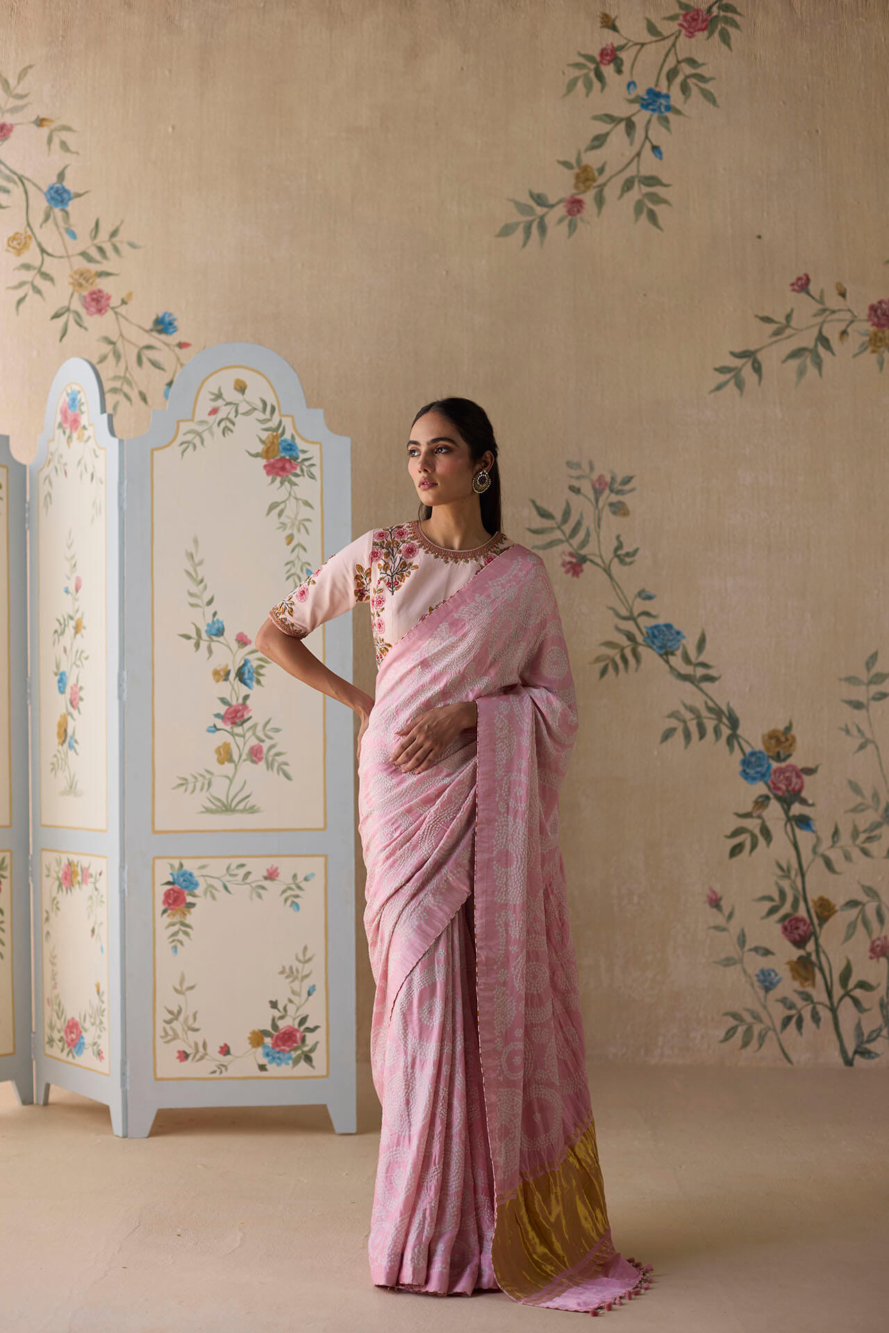 Pink Bandhani Saree